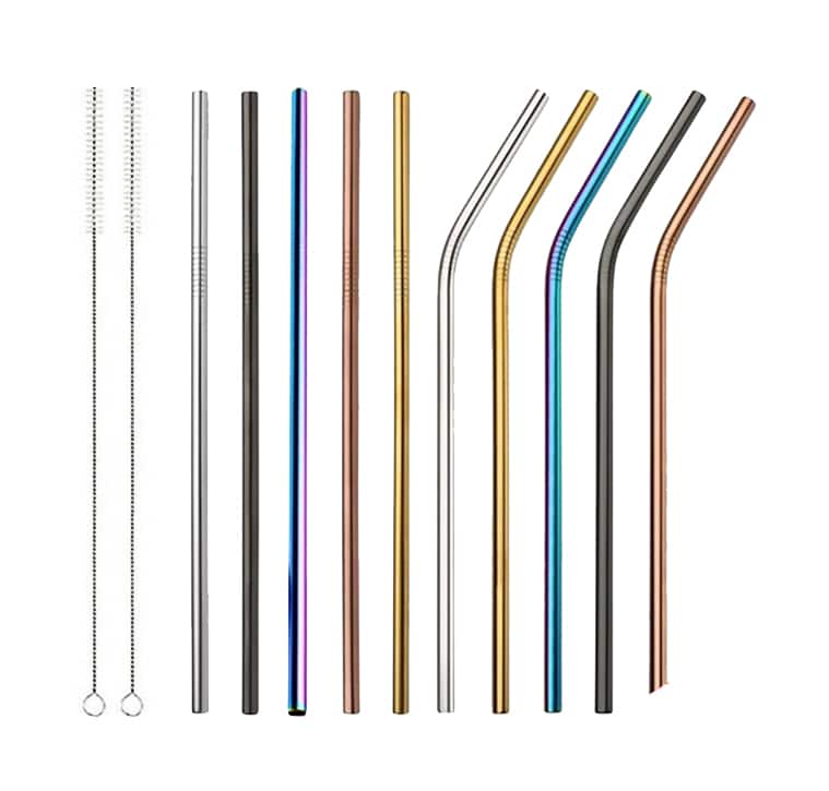 colored stainless steel straws without plastic and reusable